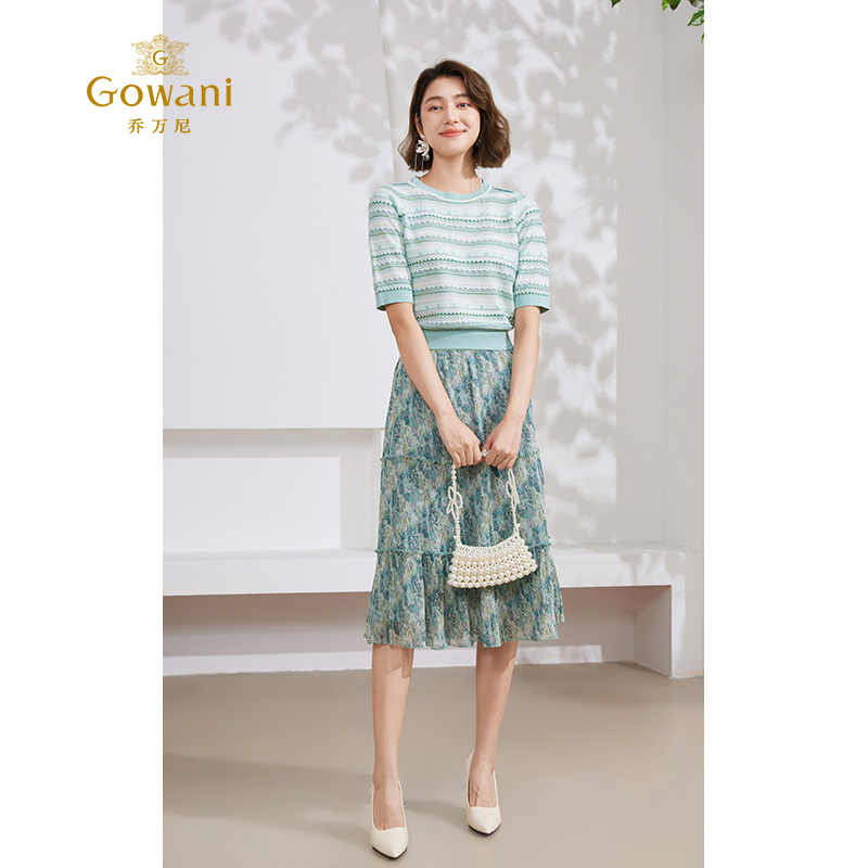 乔万尼针织衫短袖女夏季薄款2025新品高级感提花EM2M859403