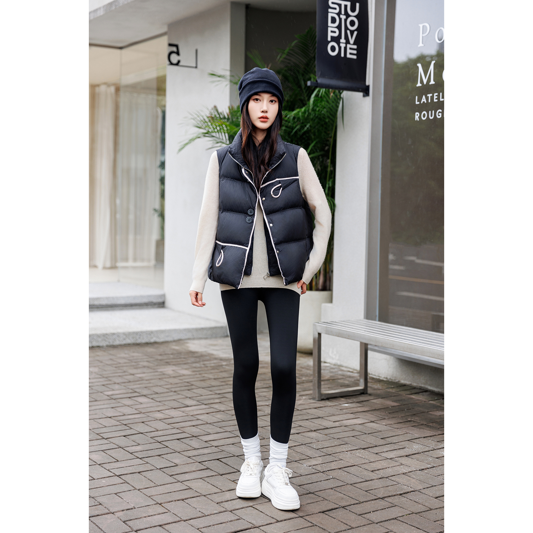 美拉德穿搭撞色拼接防风拉链