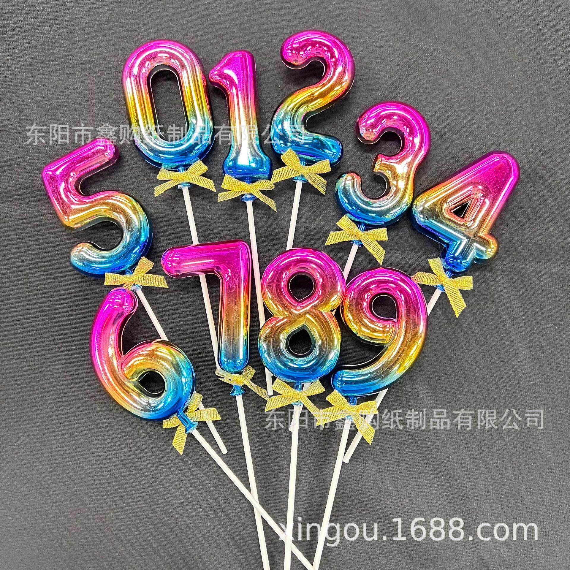 版权渐变色数字插件0-9数字生日蛋糕装饰插件镀金插件蛋糕插牌