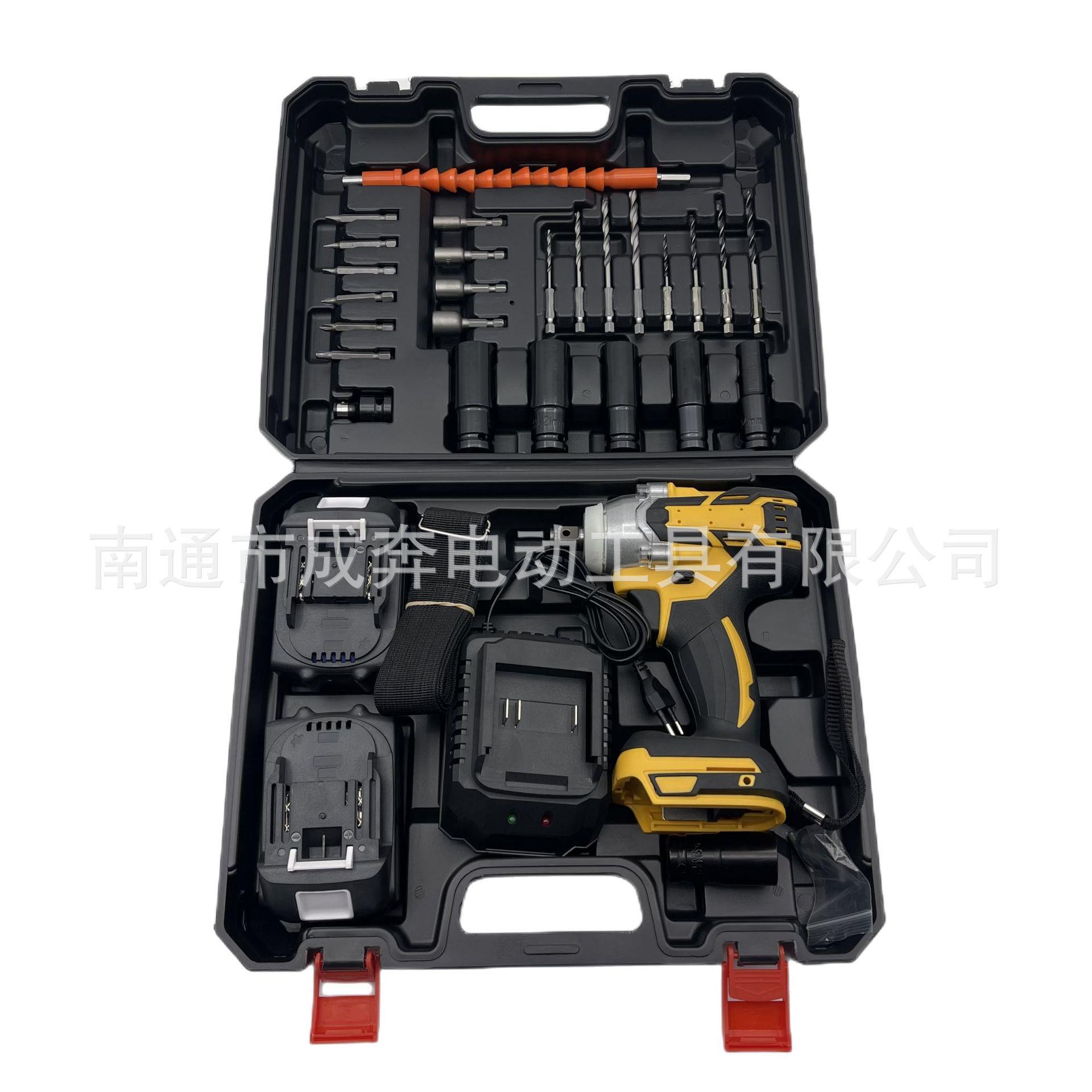 厂家供应无刷冲击扳手大功率扭力扳手电动风炮冲击钻套装五金工具