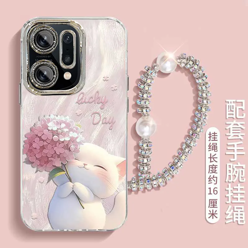 绣球猫咪精孔羽纱手机壳
