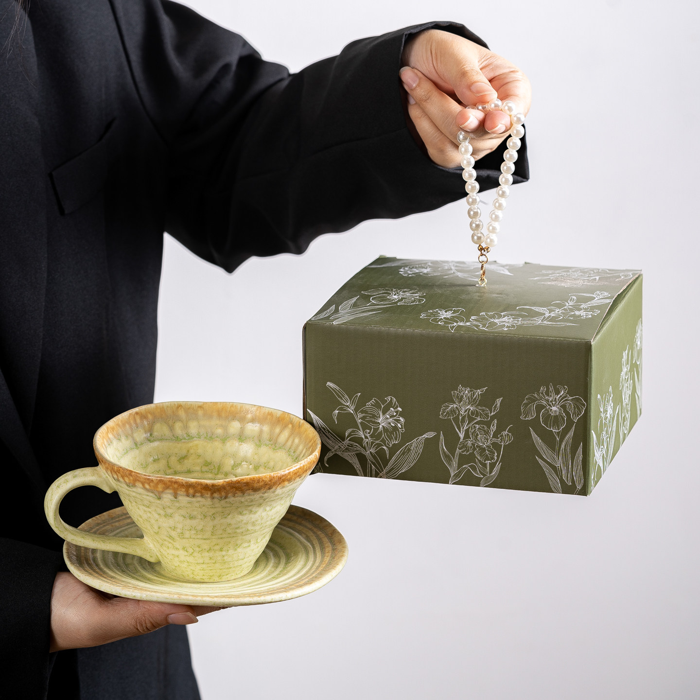 复古咖啡杯窑变陶瓷拿铁杯拉花杯杯碟套装高颜值下午茶餐具礼盒装图片