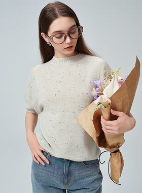 【昆凌同款】JENDES 高定初秋绵羊毛圆领毛针织衫女时尚气质毛衣