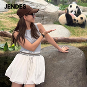 JENDES 型显瘦撞色腰带褶皱蓬蓬裙花苞裙半身裙 版 昆凌同款 经典