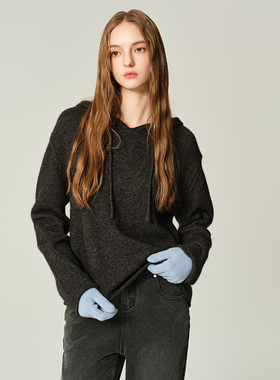 【汤曼妮粉丝专享】JENDES 慵懒松弛连帽毛针织衫绵羊毛卫衣毛衫