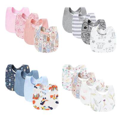4Pcs Baby Bibs Burp Clothes Cotton Newborn Bibs for Girls Bo
