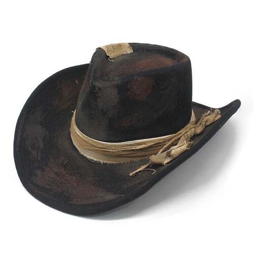 Fire sensation Western cowboy hat 做旧英伦毡帽大沿遮阳帽子