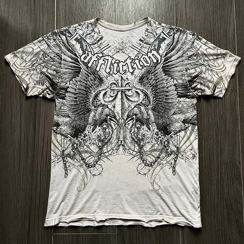 90s Affliction hip hop Skull Graphic t shirts men Sreetwear