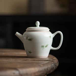 仿古青釉茶壶手工陶瓷功夫茶具单壶家用球孔过滤泡茶壶