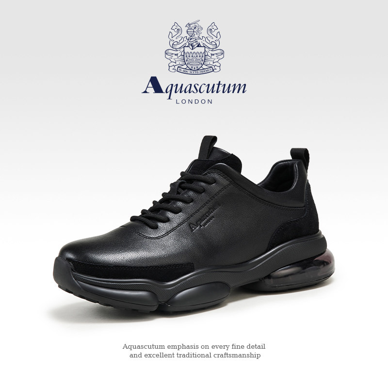 雅格狮丹牛皮男士减震气垫运动鞋