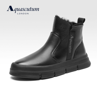 Aquascutum雅格狮丹棉鞋男2026新款冬季高帮休闲男鞋轻便雪地靴男