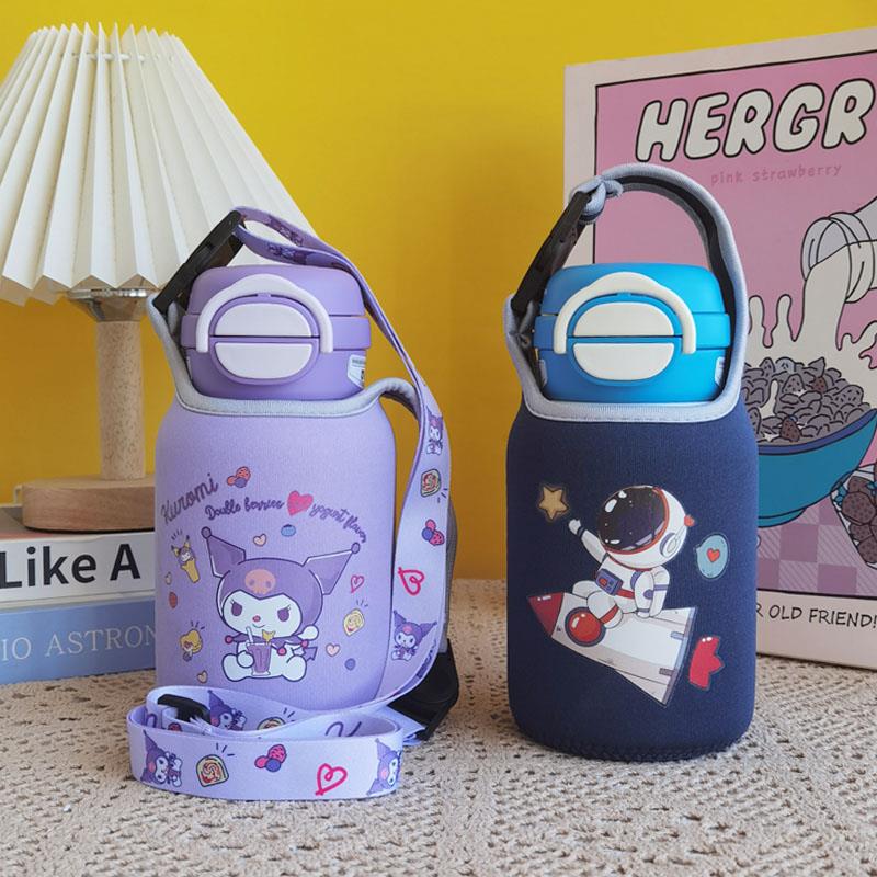 杯具熊儿童保温杯套卡通学生水杯套斜挎保护套600ml两用水壶套袋