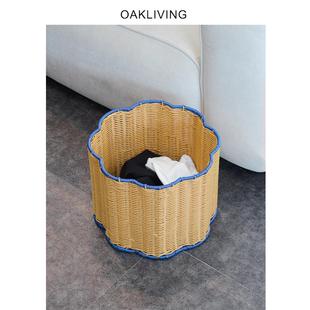 oakliving仿藤家用浴室脏衣屡客厅杂物收纳筐手工编织衣橱收纳篮