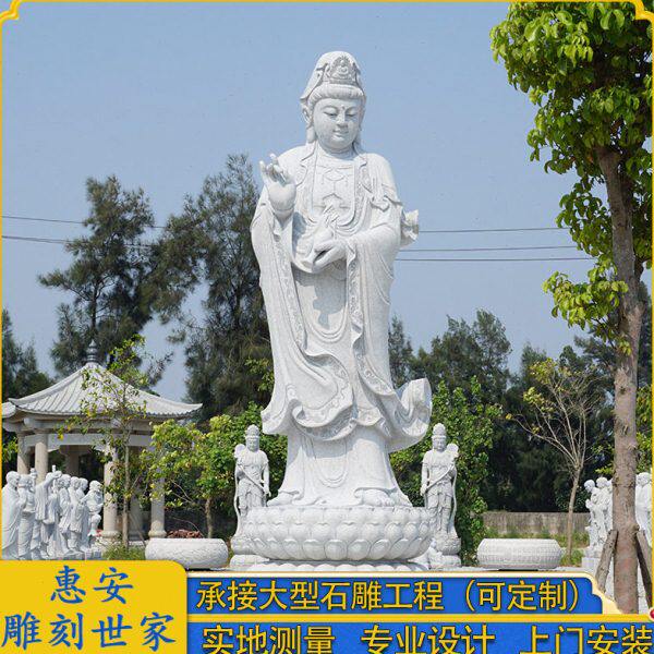 大鹏石业石雕观音佛像厂家雕刻花岗岩寺庙送子娘娘雕塑
