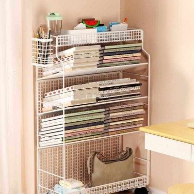 桌下书架可移动小推车落地桌面收纳书柜公室学生宿舍置物架,收纳整理,书桌收纳置物架,淘宝优惠券,粉丝福利购,淘宝优惠卷