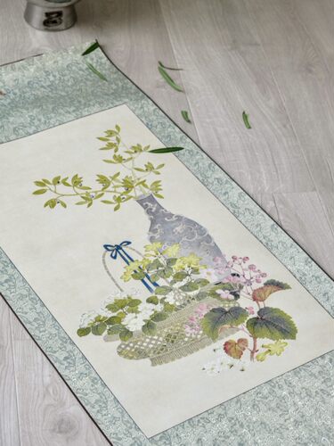 若奈新年中古卷轴《春意浓》宋绢丝清丽工笔画玄S关艺术新中式挂