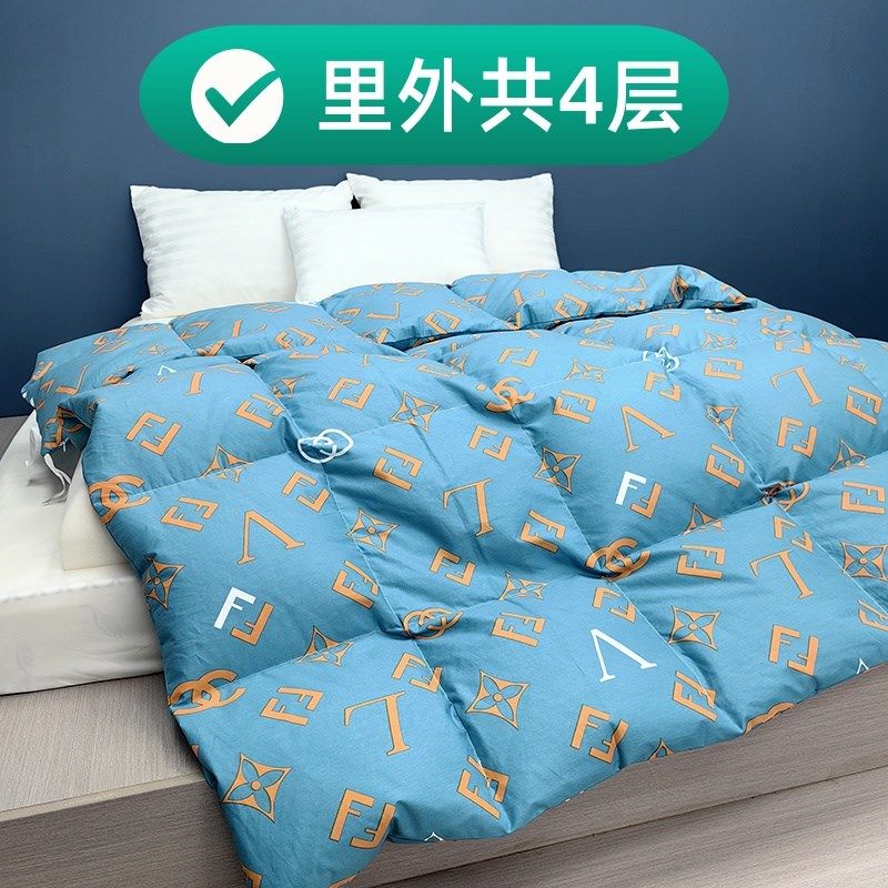 新款全棉双层自充绒羽绒被被壳被套半成品防钻毛高密内Z胆芯壳纯