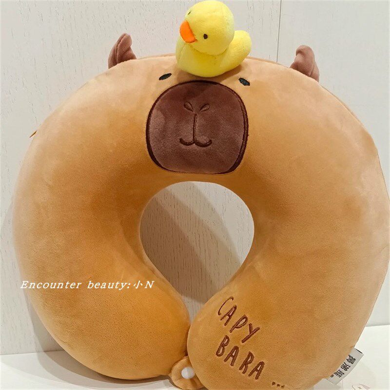 卡通卡皮巴拉U型枕护o颈枕舒适便携旅行枕高弹PP棉护颈成人情侣款
