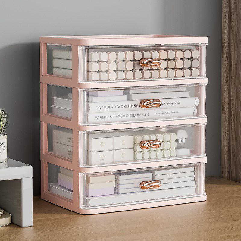 桌面收纳盒抽屉式办公室a4纸文件具F透明书桌上工位整理神器置物