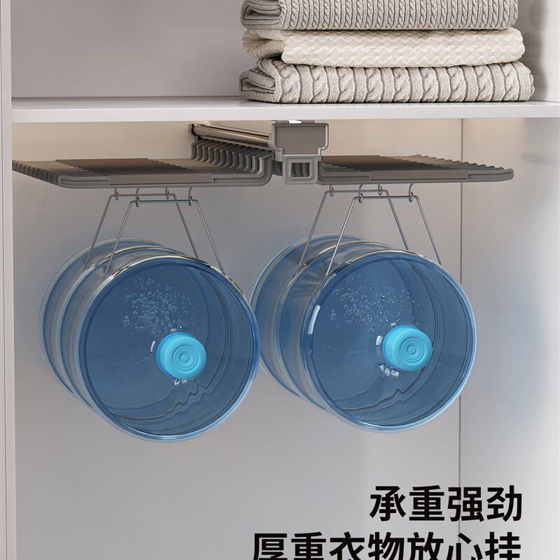裤架伸缩滑轨衣h柜内置家用顶装双排抽拉式裤架侧装挂裤子收纳裤