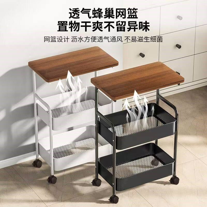 中古可移动小推车置m物架床头客厅沙发茶几边几带桌板零食收纳架