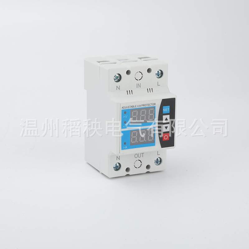自复式过欠压220V限电流保护器可调双显示自动复位开关80/100A