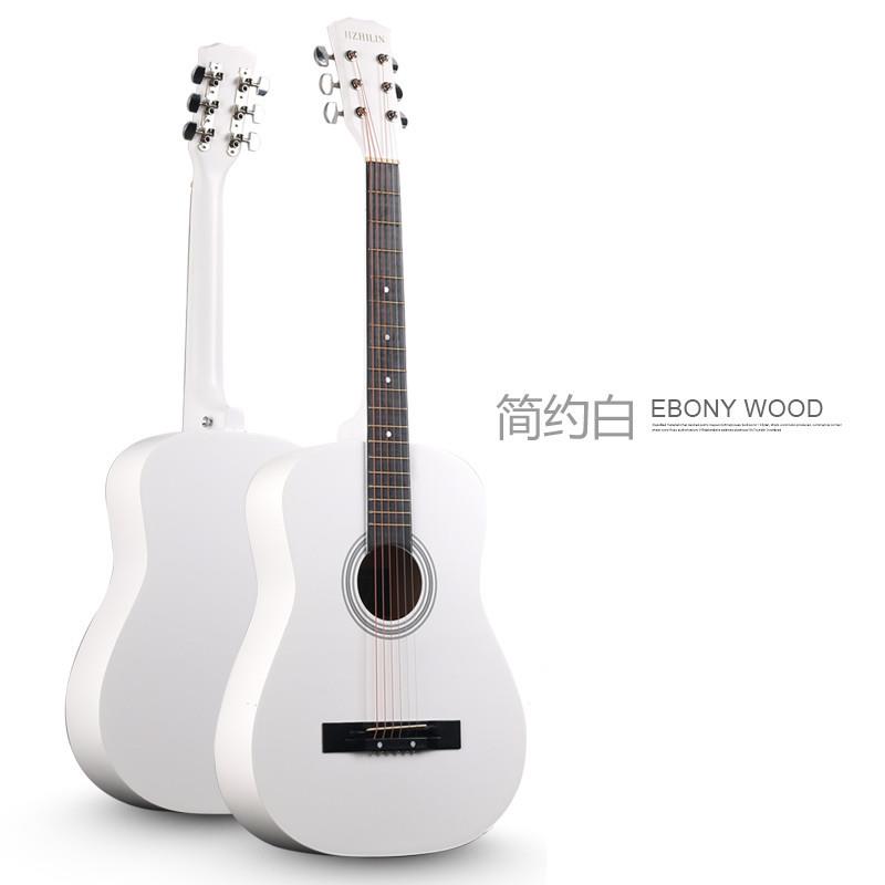 吉之琳白色38寸民谣木吉他初学者学生新手练习入门男女通用guitar