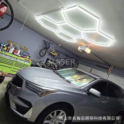 6500k洗车店工位灯 汽修厂工位灯 220V车库六角LED灯 5孔