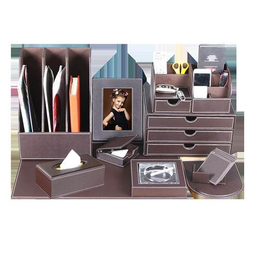 创意皮质办公用品套装商务组织者文件架笔筒书立组合桌面文具收纳