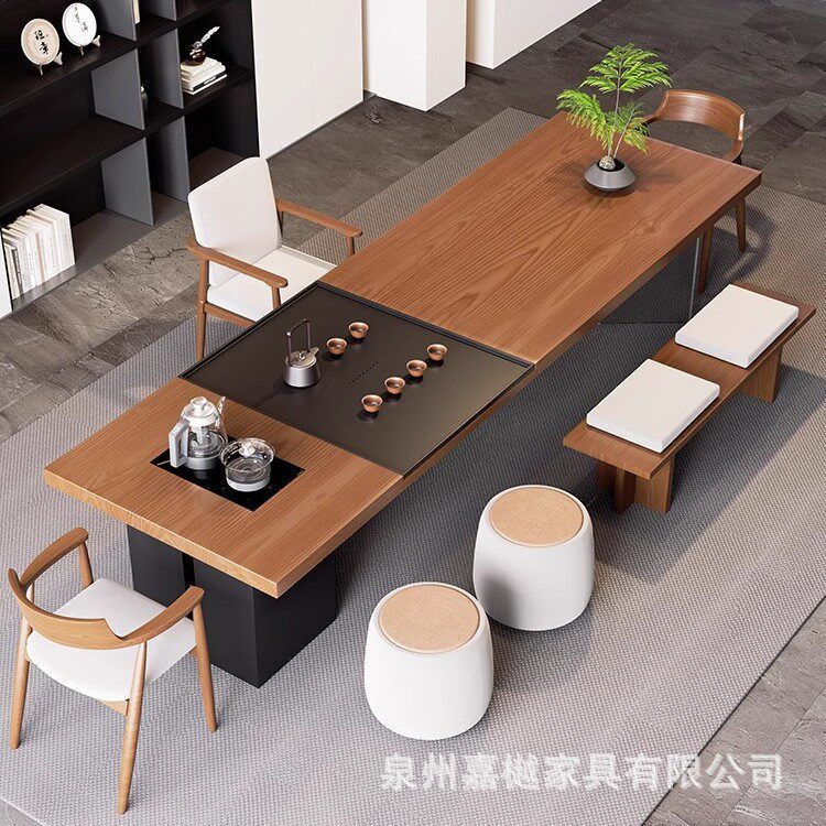 新款乌金石高端实木茶桌椅组合家用客厅岛台茶台一体简约轻奢高级