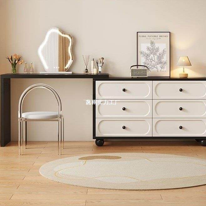 法式复古梳妆台斗柜小户型卧室床尾化妆桌妆台一体收纳柜2025新款