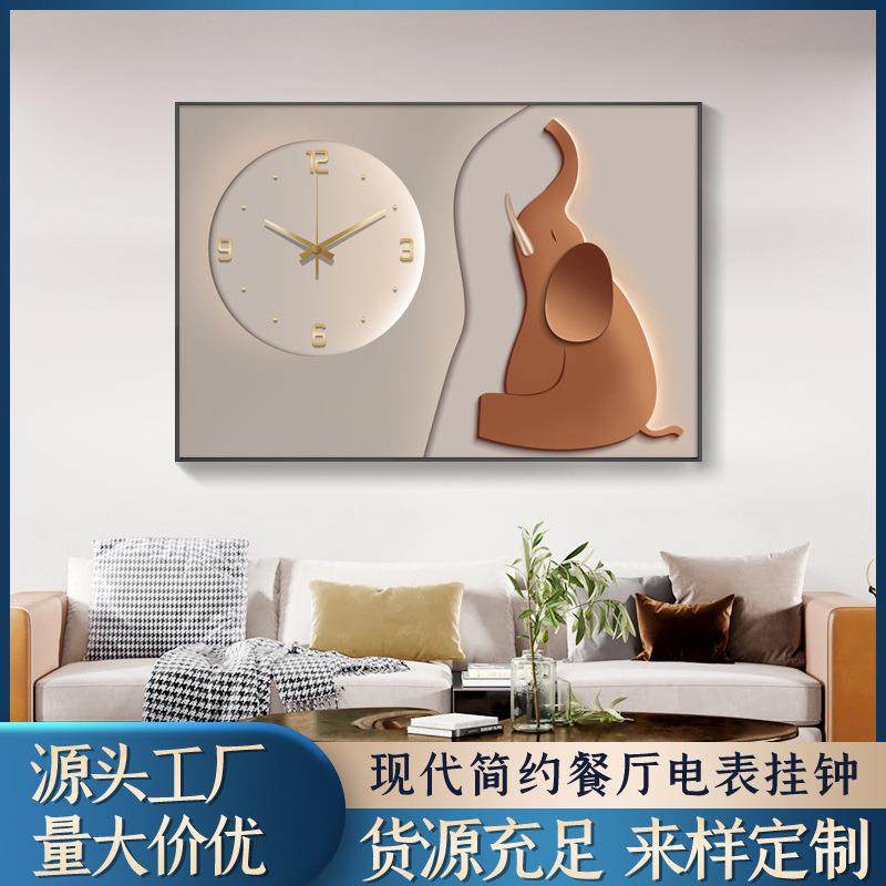 现代简约餐厅电表箱装饰画带钟表时钟大尺寸配电箱电闸盒遮挡挂画