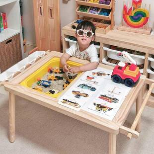 实木儿童花生桌幼儿园积木游戏玩具桌升降宝宝学习绘画写字书桌子