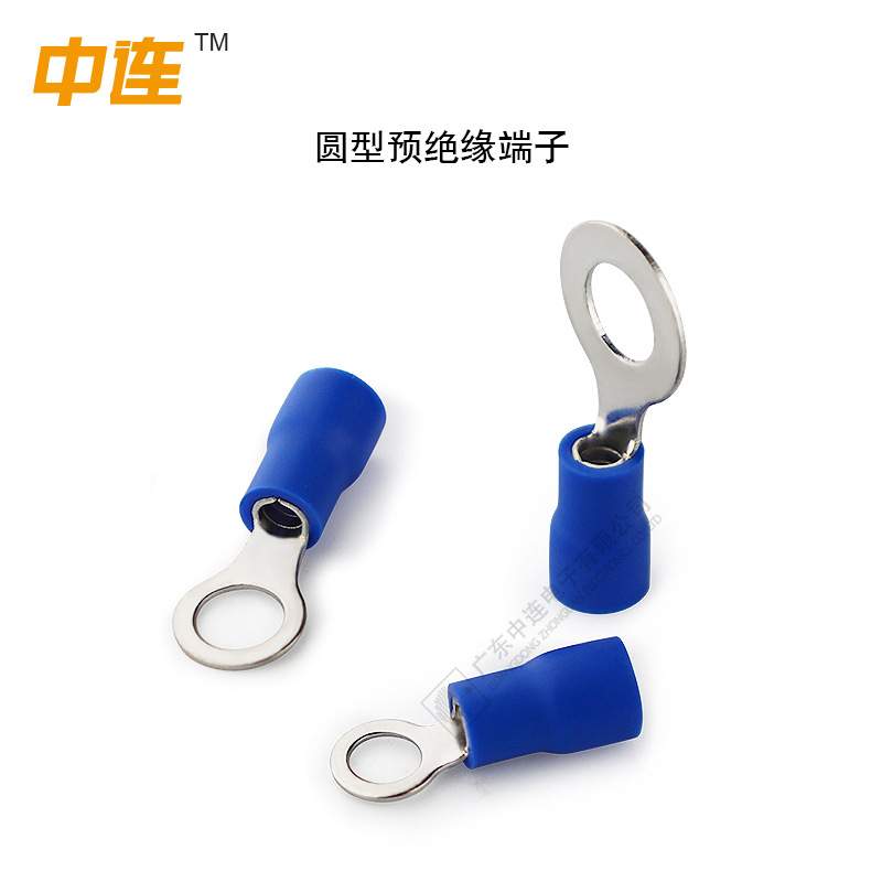 圆型预绝缘PVC冷压端子欧式O型电缆快速连接器接线端头紫铜镀锡