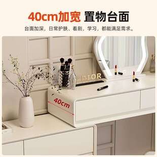 新款实木梳妆台奶油风高档化妆台简梳约台梳妆柜一化妆台体妆斗台