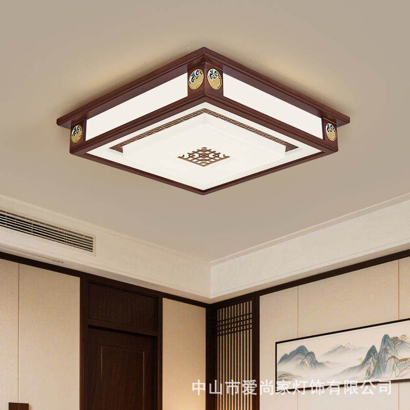 新中灯式吸顶灯客430厅LED主大气仿古实灯具木餐厅卧室灯饰中国灯