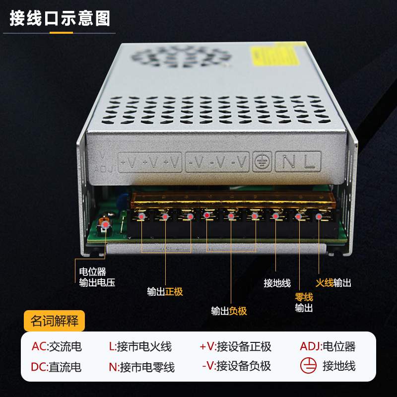 AC220V转DV12V24V36V48V60V480W600W1500W单组LED灯具灯箱驱动