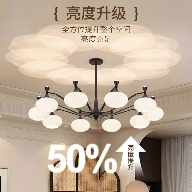 客厅灯大厅主灯新玻璃计师美式款吊灯中古风设灯3具主灯L62455