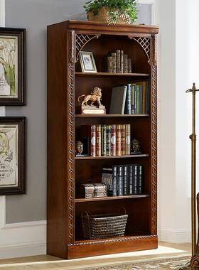 美式木柜客厅书架落实地家用储物柜小书书橱组房ZG-67274合书柜