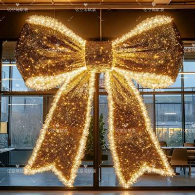 圣诞节超大发光蝴蝶结饰商场外门店橱装氛围感户巨XAM型挂饰店窗