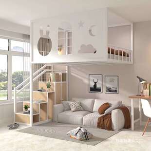 新ZFZ款层床下空铁艺上高阁架床省间家用二楼空悬空床楼壁挂树屋