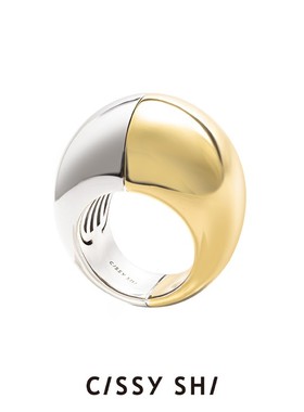 CISSY SHI双色戒指白金色金色女2023年新款拼色高级小众设计指环