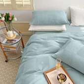 原生MDA肤态A类华夫格超柔棉四件上套亲裸水纯洗棉被套床笠款 床用