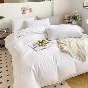 宾民宿酒店床上四件套白色床上品被套用罩1米2床笠GWL被款三件馆