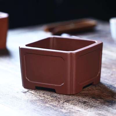 紫砂花盆正形奎面冯长根方家传统窗名面凹奎盆WHC四方形盆景盆觅