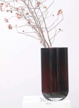 家简约扁口棕琉璃花瓶现样板间宿民书房ROZ色台面现代简约居装饰