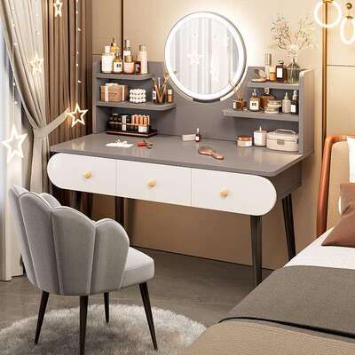 体妆台梳妆台卧一化室现代简ILF约小户型化妆桌新子主卧款网红收