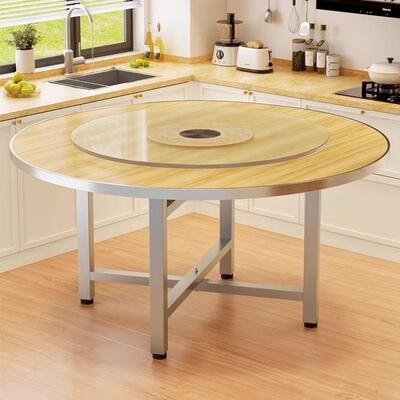 加厚大圆宴桌用餐餐饮桌10圆形台面家用ZCK酒店实桌脚折叠家酒席