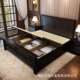 美式 复古橡胶木木床卧室现代简约双人实主床RKW黑满铺榫色卯储物