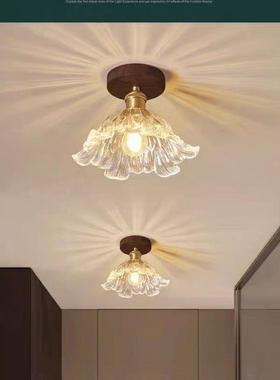 新中式过道灯吸顶灯32951代简约胡桃璃木现玻玄关阳台廊厨卫实木